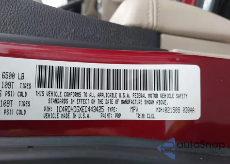 2014 Dodge Durango Limited z USA, uszkodzony, nr VIN 1C4RDHDGXEC443425